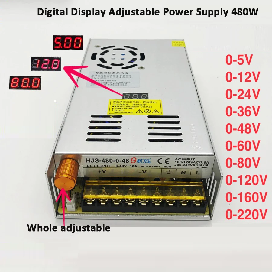 480 Вт PSU импульсный источник питания 110/220 В переменного тока на 5 в 12 24 36 48 60 80 120 160 220
