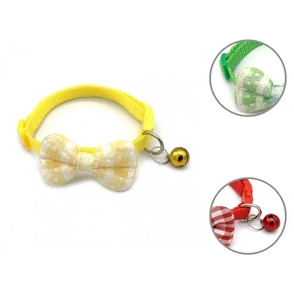 

Ошейник для кошек, практичное ожерелье с бантом для милых собак и кошек, ошейник с колокольчиком и клетчатым узором, регулируемое ожерелье д...