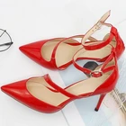 Сандалии женские черные, на тонком каблуке 8,5 см, с острым носком, C044A