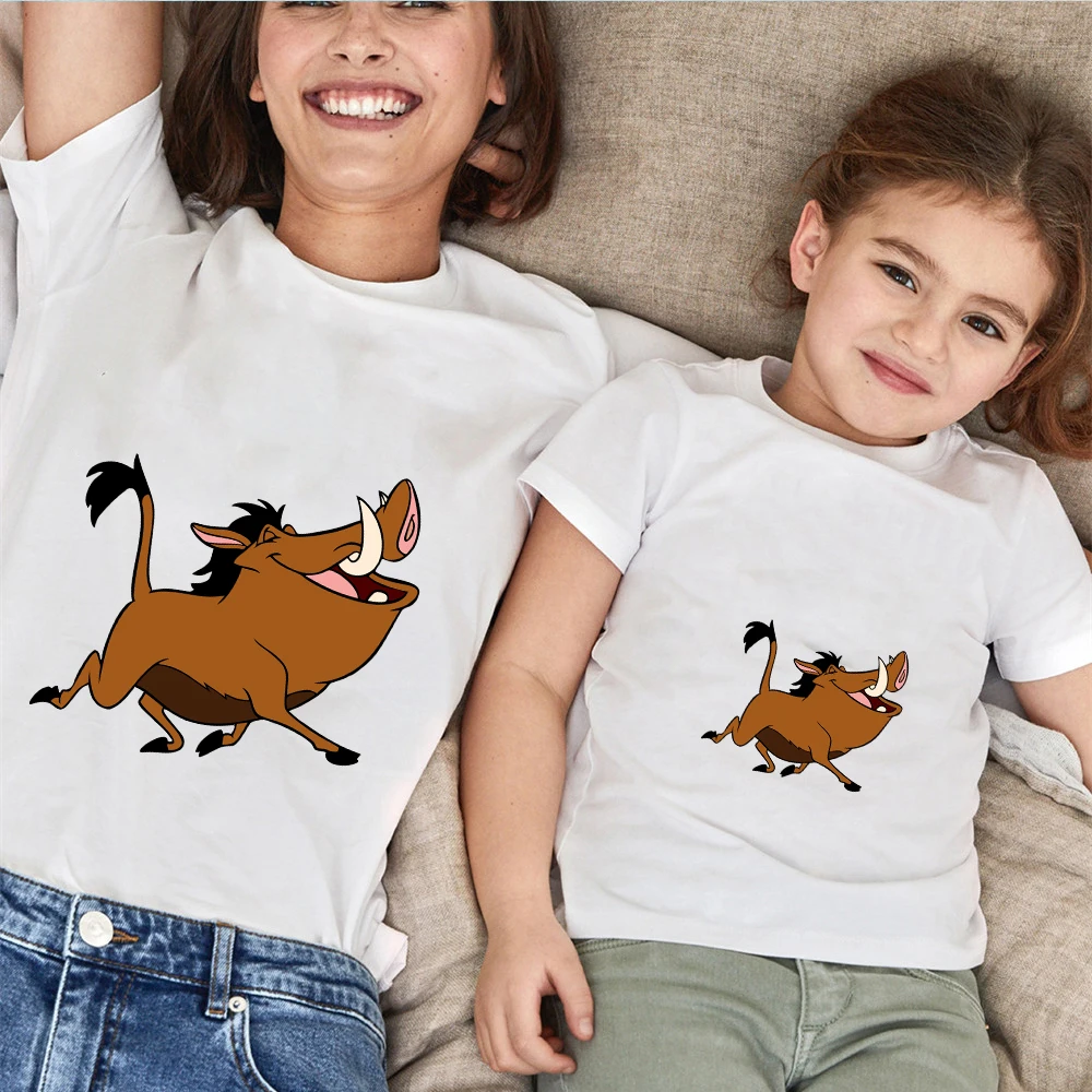 

Cute Disney Simba Family Look Matching Clothes Mommy And Me Tshirt Mother Daughter Son Outfits Women T-shirt Mom and Me Clothes