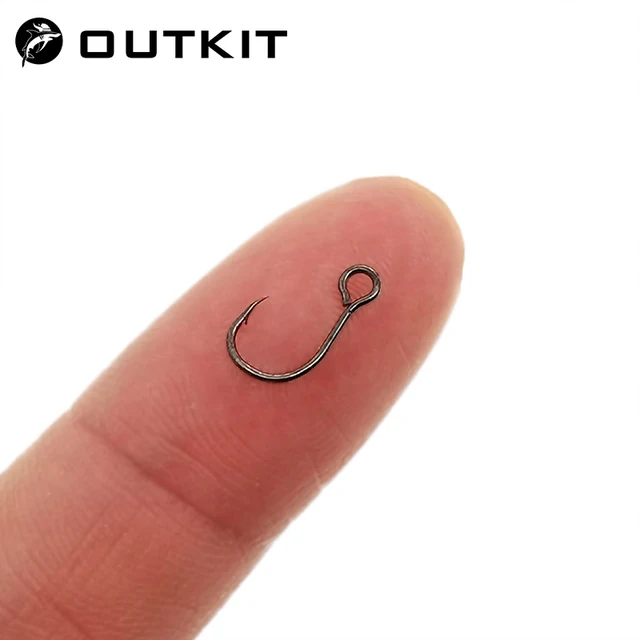 OUTKIT 12pcs for Fishing Lure Spare Hook Single Fish Lure Hooks Inline Hook Big Eye Size4 6 8 10 12 Tackle High Carbon Steel 1