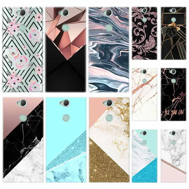 Силиконовый ТПУ чехол для Sony Xperia X XA XA1 XA2 XA3 XZ XZ1 XZ2 XZ3 XZ4 L1 L2 L3 Plus Compeact gold marble collage