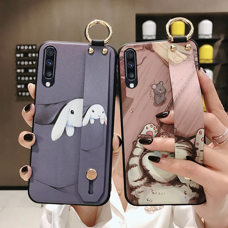 SoCouple ремешок чехол для samsung Galaxy A70 A60 A50 A40 A30 A20 A10 Мягкая силиконовая ручная полоса держатель телефона чехол Крышка