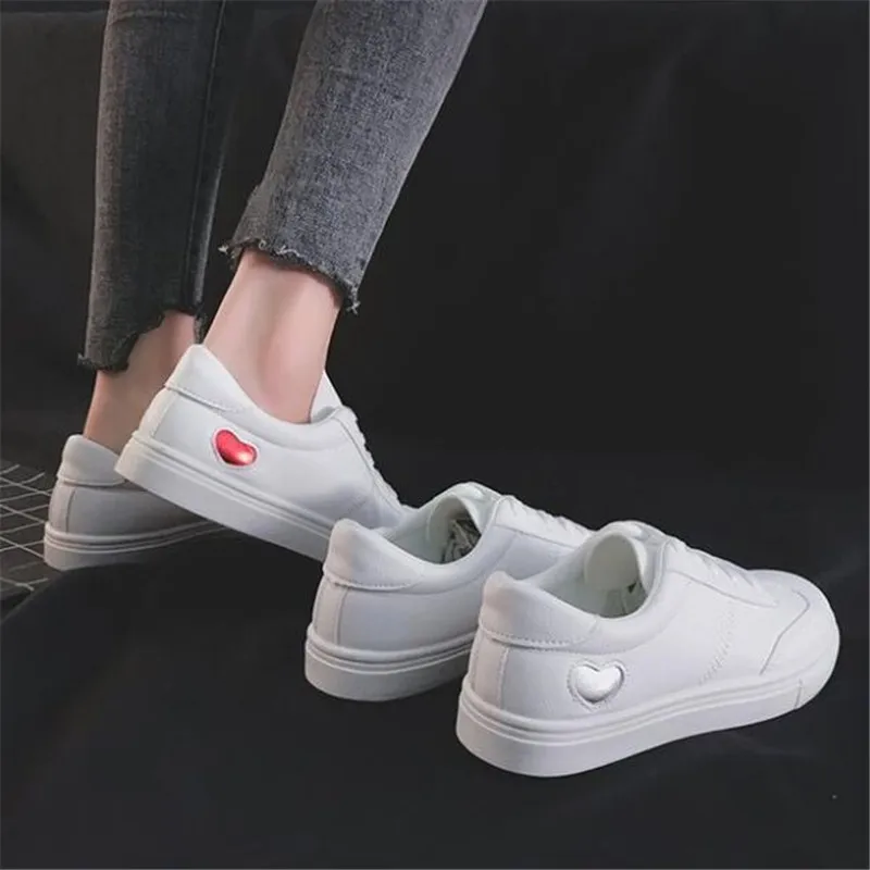

Women Sneakers 2019 Fashion Breathble Vulcanized Shoes Pu leather Platform Lace up Casual White Tenis Feminino Zapatos De Mujer