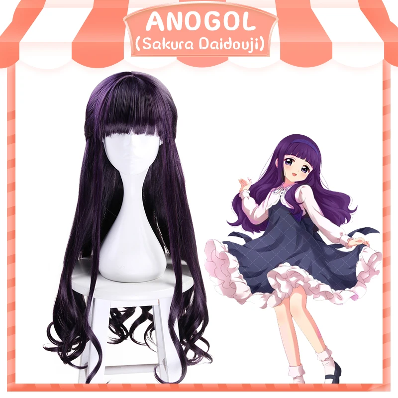 Anogol, новинка, кардкаптор, Сакура, Daidouji, Tomoyo Perucas, длинные волнистые, фиолетовые, синтетические, для косплея, парики для девочек, на Хэллоуин, вечерние