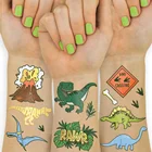 Татуировка для детей, украшение на день рождения, динозавр, Временные татуировки, наклейки, динозавр, яйцо, Вулкан, праздничные игры, детские подарки