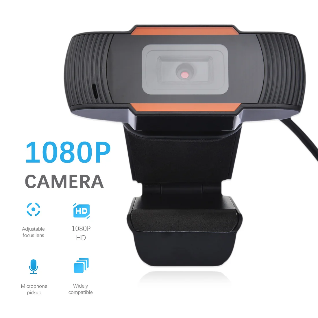 

HD Webcam 1080p USB Camera 110 degrees rotatable 2.0 Video Recording Web Camera with Microphone For PC Computer
