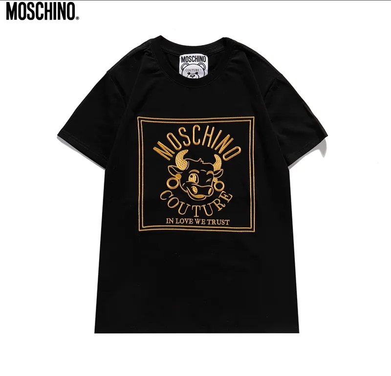 

2021 Moschino Women Men T-Shirts Bull Embroidery Logo Shirts Casual Cotton Short Sleeve Tops MOSCHINO O-Neck Cloth for Couples