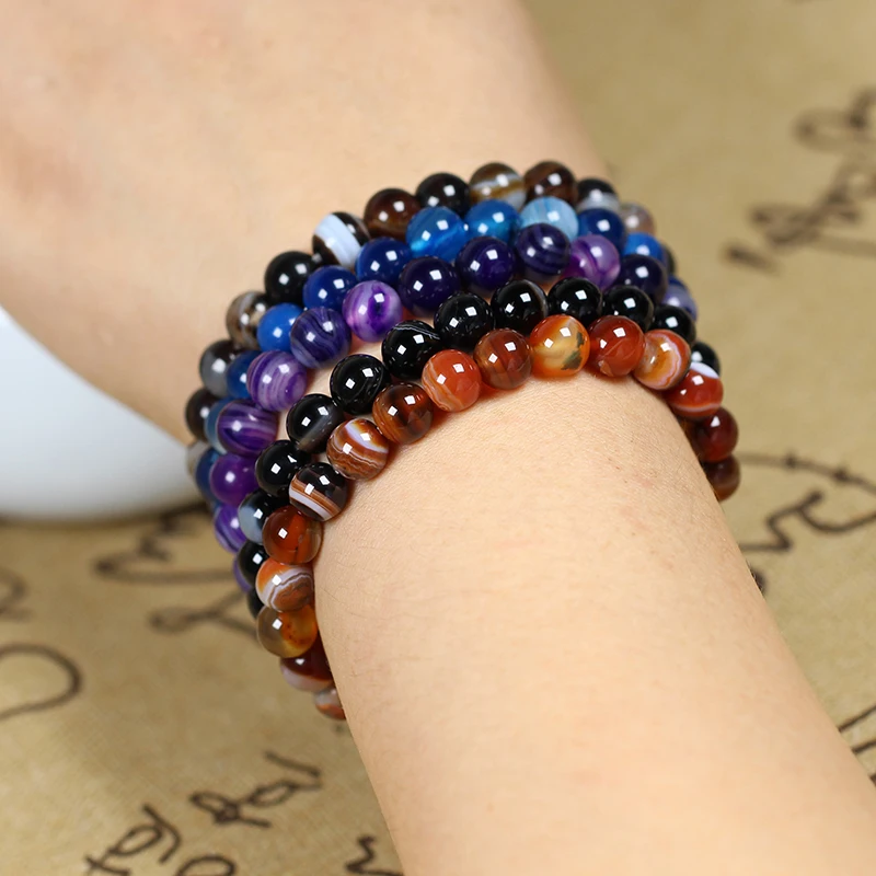 Новая мода 8 мм браслет из натурального камня Мужской 5 видов цветов красивый
