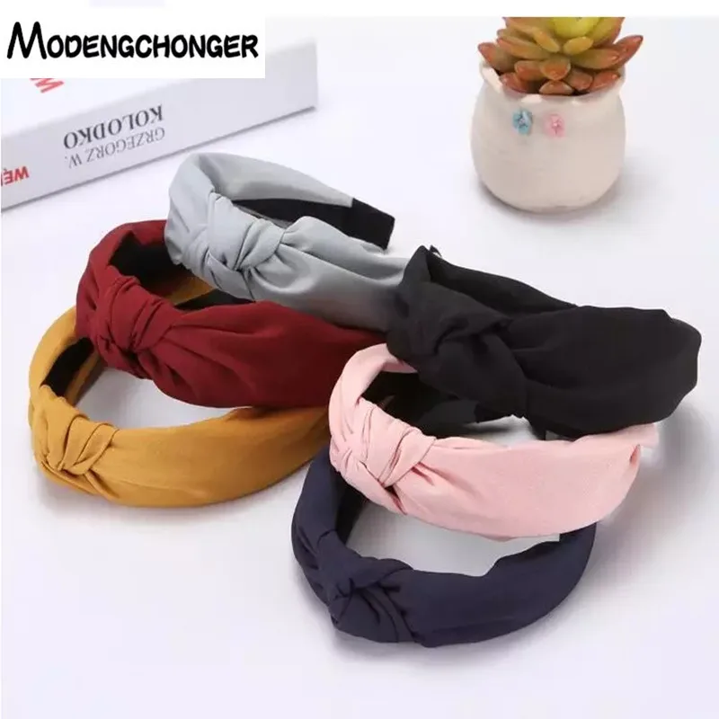 

High Quality Non-slip Toothed Solid Color Hairbands Turban Hair Bezel Women Elastic Headband Intermediate Knot Hair Accessories