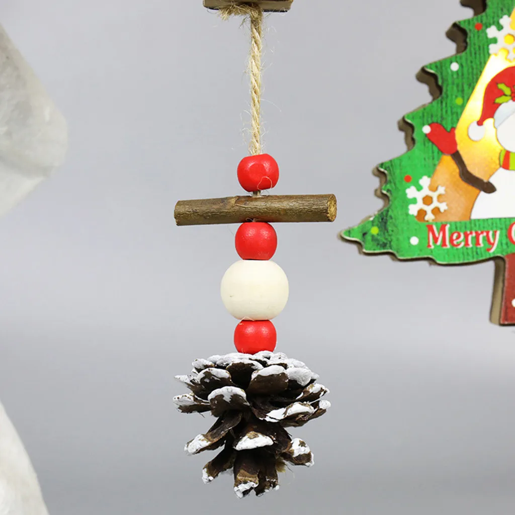 

Christmas Lantern Led Luminous Creative Decoration Portable Lantern Natural Wood Christmas Tree Ornaments Wedding Party Decor