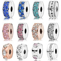 fit original pandora colorful crystal spacer charms bracelet women cz clip stopper beads for jewelry making diy accessories gift