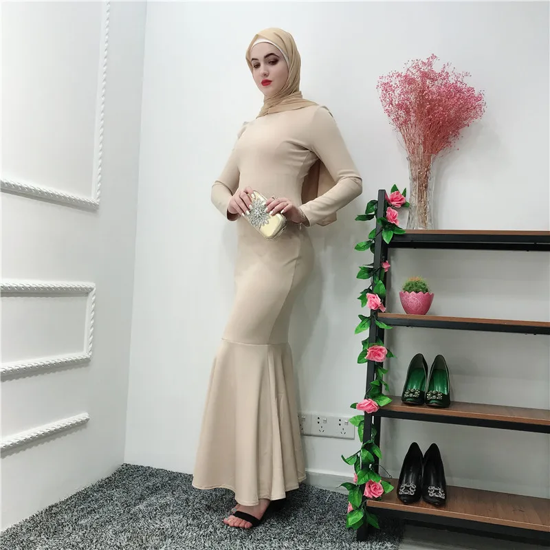 2019 Muslim Dubai Turkish Style Fashion Fishtail Dress Slim Abayas Long Sleeve Islamic Clothing For Women | Тематическая одежда и