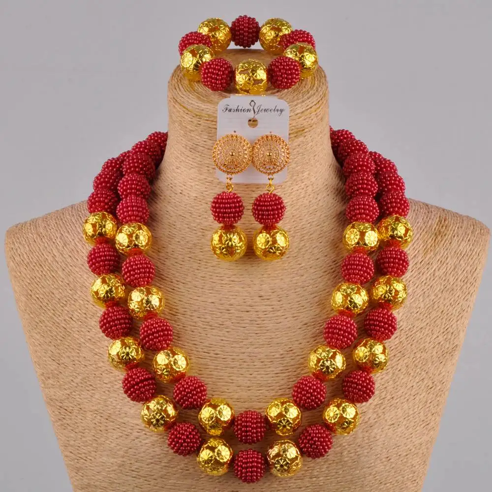 

24 inches beige nigerian wedding african beads jewelry set simulated pearl necklace earrings for women FZZ17