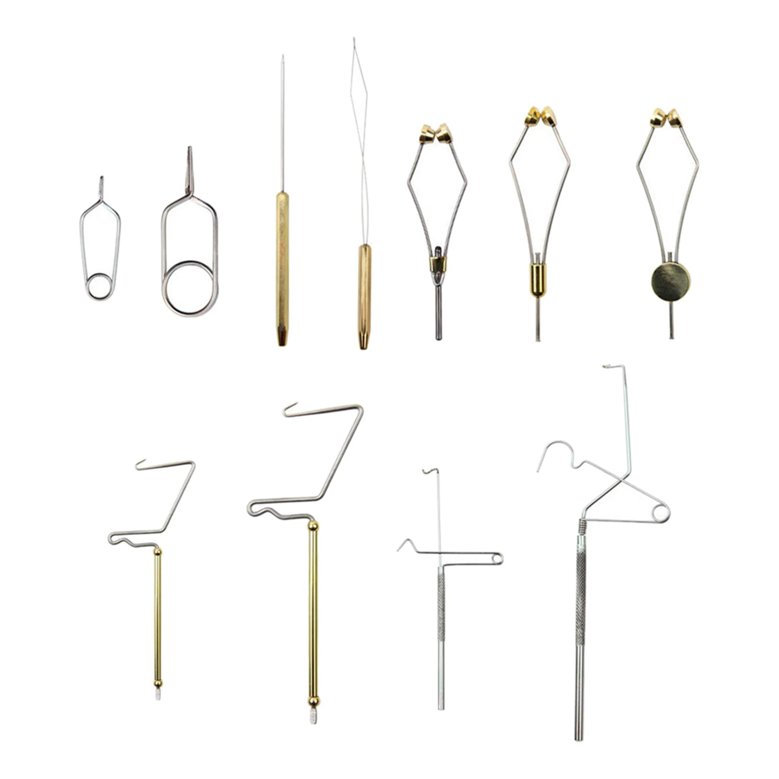 

11Pcs Steel Fly Tying Tool Brass Rotary Whinp Finisher Hackle Pliers Bobbin Thread Holder Set for Fly Fishing Hook Tying Tools