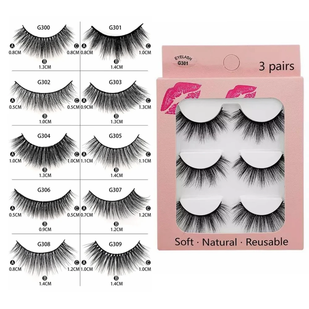 3 пары/партия Ресницы серо коричневого цвета 3D норковые ресницы для волос толстый