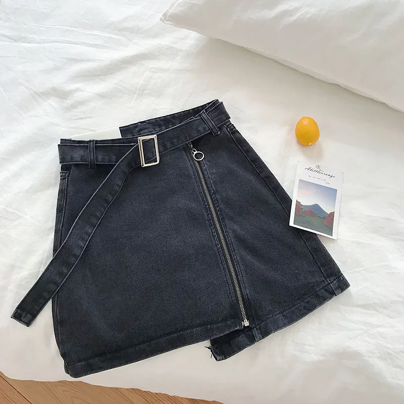 Юбка Женская Асимметричная из денима Модная элегантная повседневная