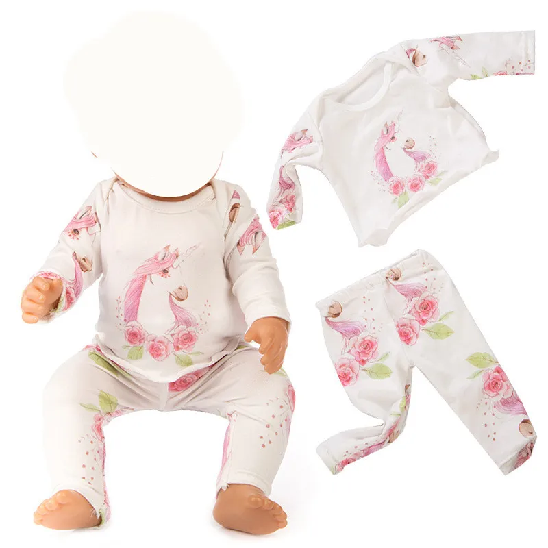 Unicorn 1 set 18 дюймов США Девочка Кукла одежда подходит 43 см кукла 4 цвета комбинезон плюшевая одежда для ползания лучший подарок для детей кукла - Цвет: Unicorn 1 set