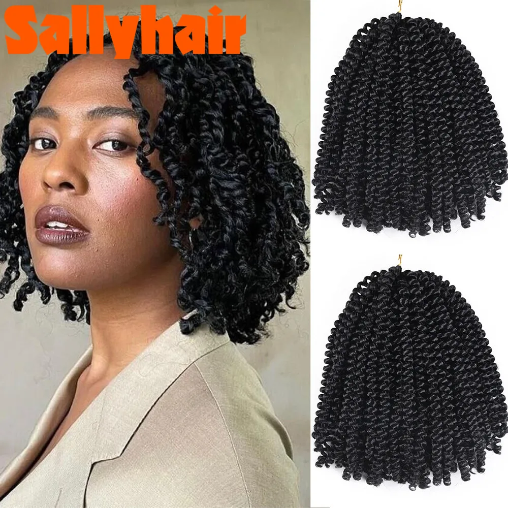 

Sallyhair 8 дюймов, пружинные плетеные волосы, вязаные крючком синтетические плетеные волосы для наращивания, 30 корней, розовые, радужные, серые