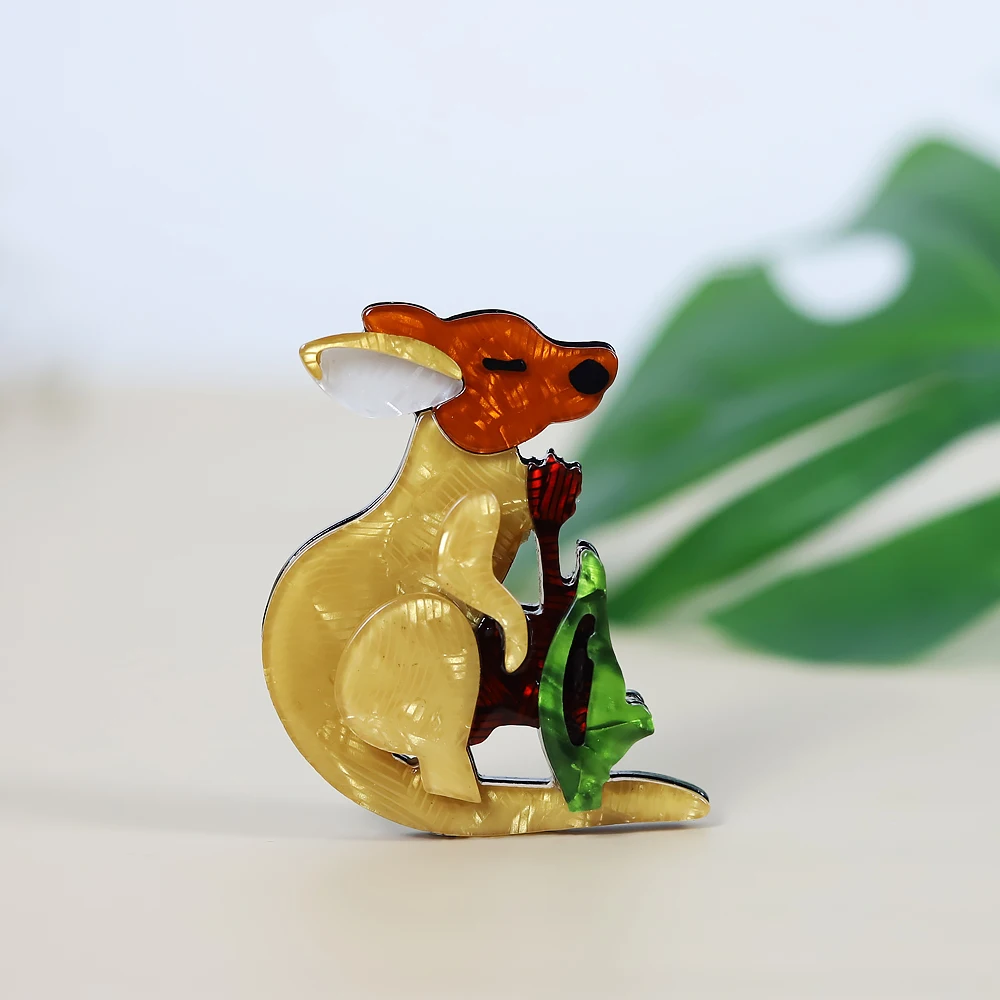 

Australian Kangaroo Shape Brooch Natural Animal Pattern Acrylic Jewelry Lady Kid Boy Party Gift Chest Ornament Accessories