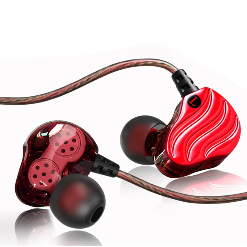 Проводные наушники с двойным динамическим драйвером Спортивная стереогарнитура