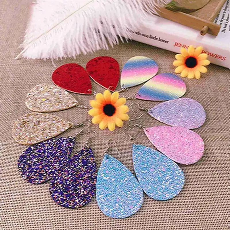 

Sparkly Chunky Glitter Fabric Roll Rainbow iridescent Vinyl Faux Leather Fabric Bow Craft DIY Earring Material A4 A5 20*120CM