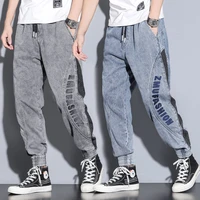mens joggers print letter embroidery mens jeans cargo pants male plus size 4xl hip hop fashion harem pants contrasting beam