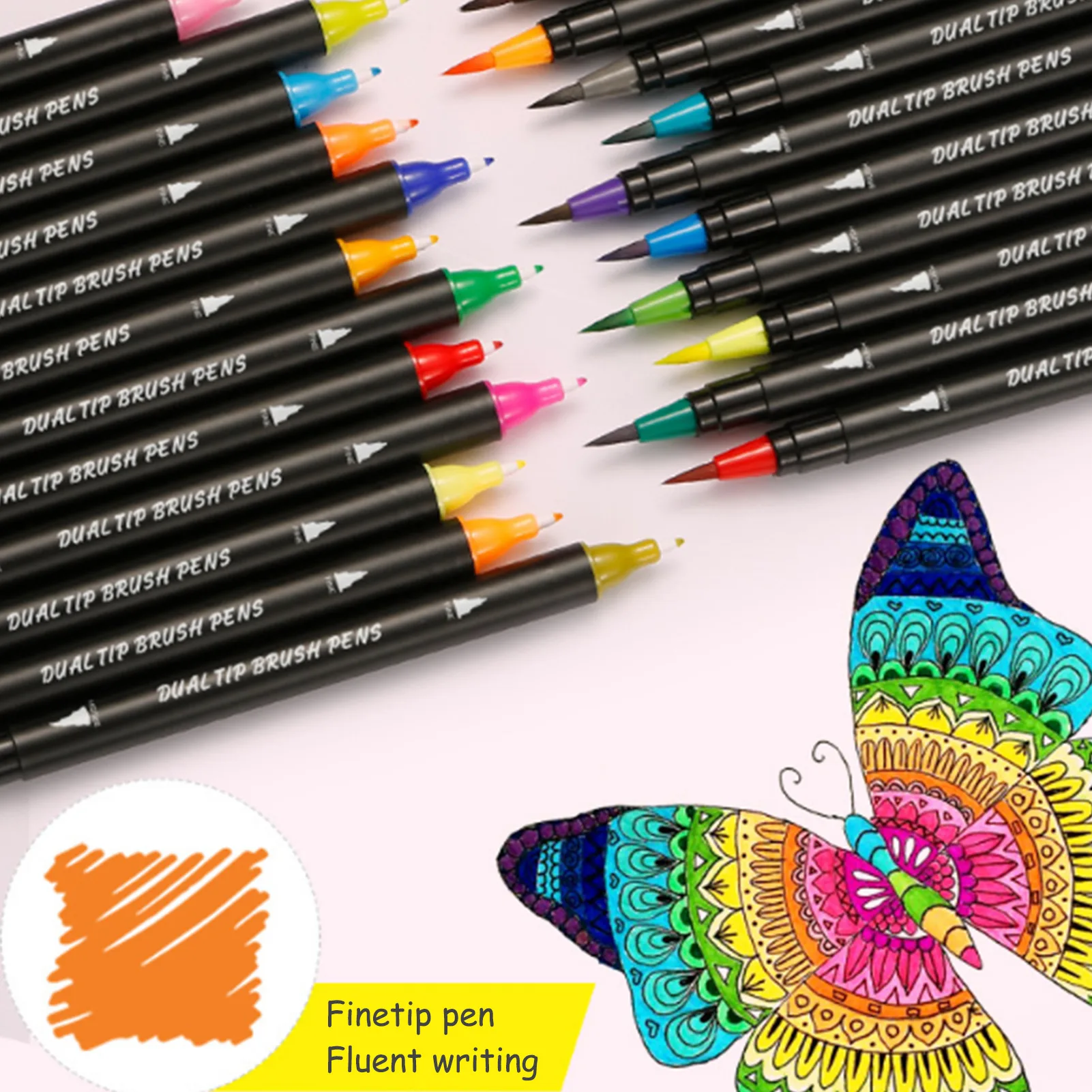 

Акварельная ручка, кисть, маркеры с двойным наконечником, тонкий рисунок, для раскрашивания, художественные маркеры, 24 цвета, ручки, Линейны...