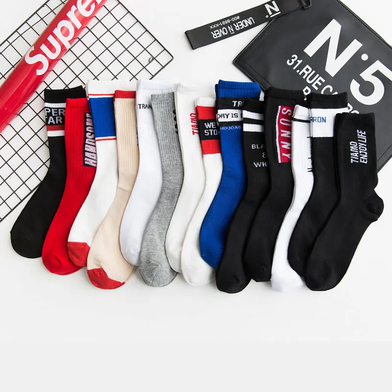 Мужские носки в стиле хип-хоп забавные черные белые красные крутые счастливые