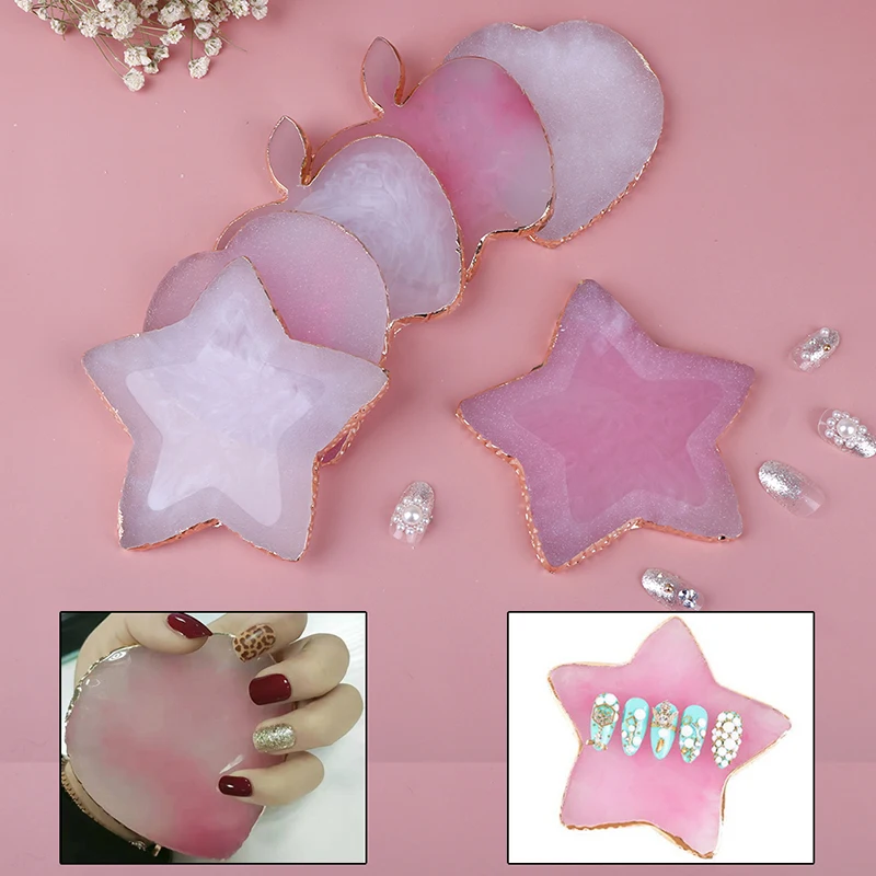 

Natural Resin Agate Nail Art Display Showing Shelf Board Nail Salon Tools Color Mixer Mixing Palette Holder Drawing Plate