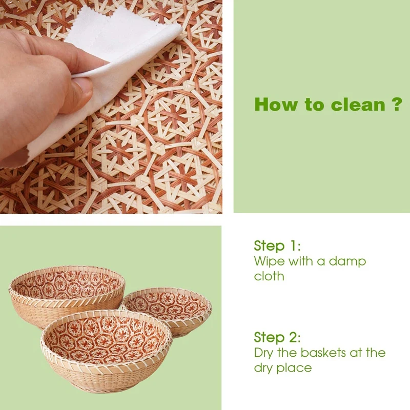 

3 Pack Natural Bamboo Weaving Round Storage Baskets,Fruit Basket,Bread Baskets for Serving,Kitchen Snack Gift Basket