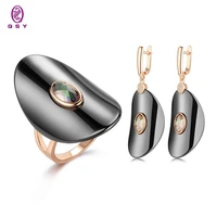 green colorfulblack ceramic rose gold jewelry set earrings fashion rings for women dropshpping qsy free shipping