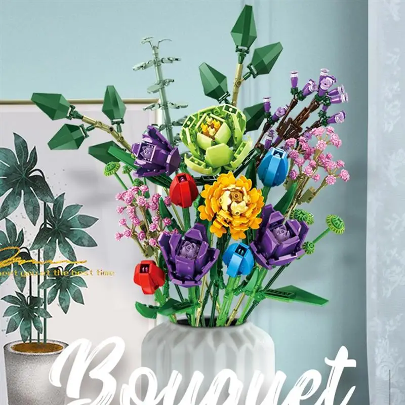 Искусственный букет модель строительного блока креативный цветов набор