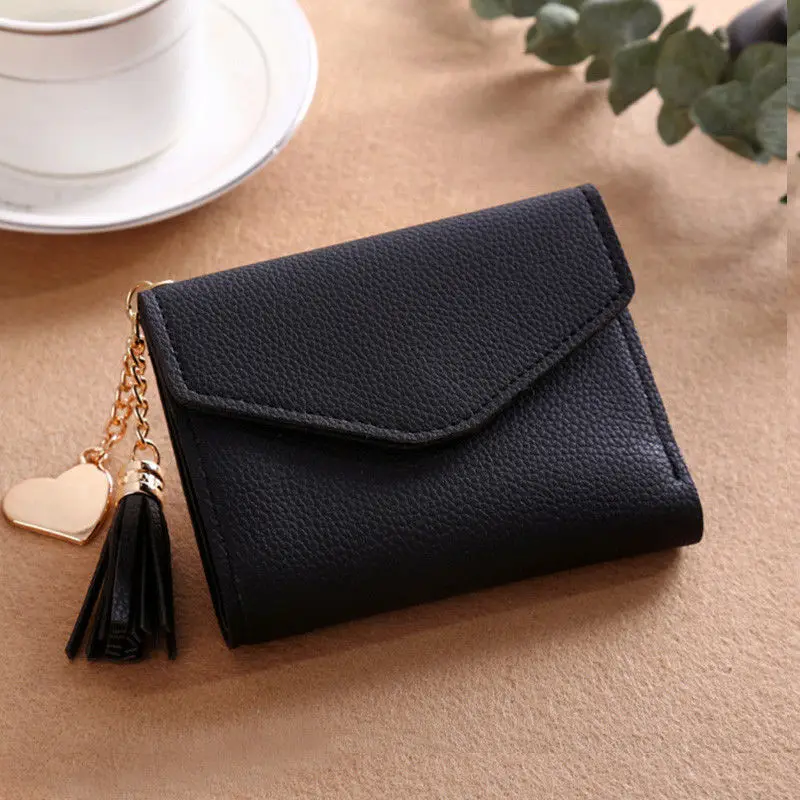 Женский однотонный милый кошелек сумка для монет чехол кожаная простая Двойная