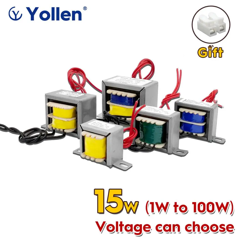 

EI 15W Wire Connect Power Transformer 15VA Voltage Customized 220V/380V/110V to 6V/9V/12V/15V/18V/24V/36V/48V/110V Dual output