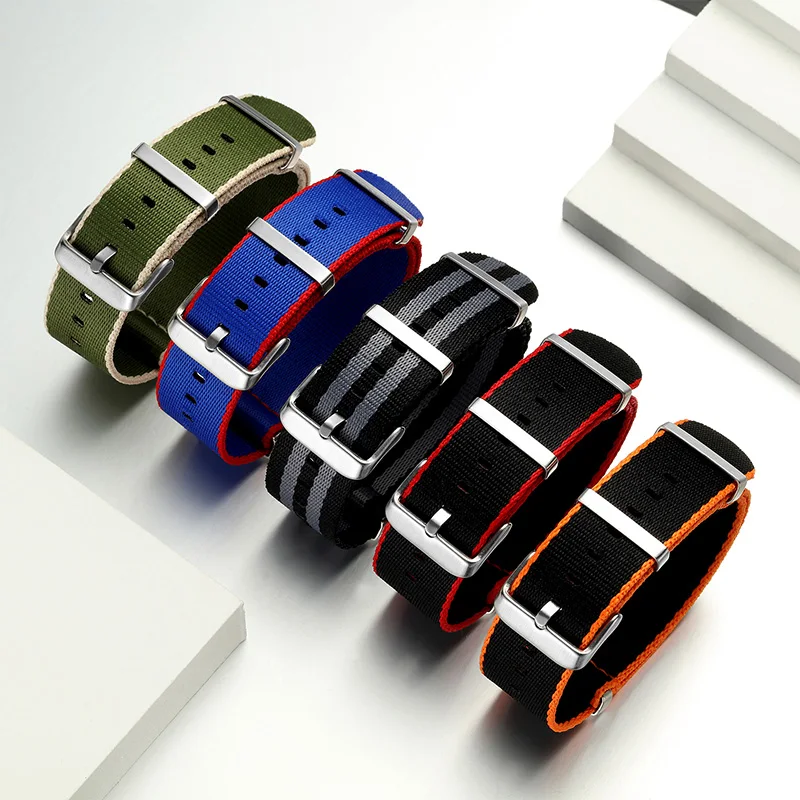 Ремешок нейлоновый для наручных часов ONEON синий браслет в стиле НАТО ремешка