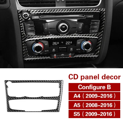 CD Panel Config B Для Audi A4 A5 S5 углеродное волокно центральной консоли CD панель наклейка покрытие на автомобиль крышка для воздуховода отделка навигации украшение интерьера автомобиля - Название цвета: CD Panel Config B