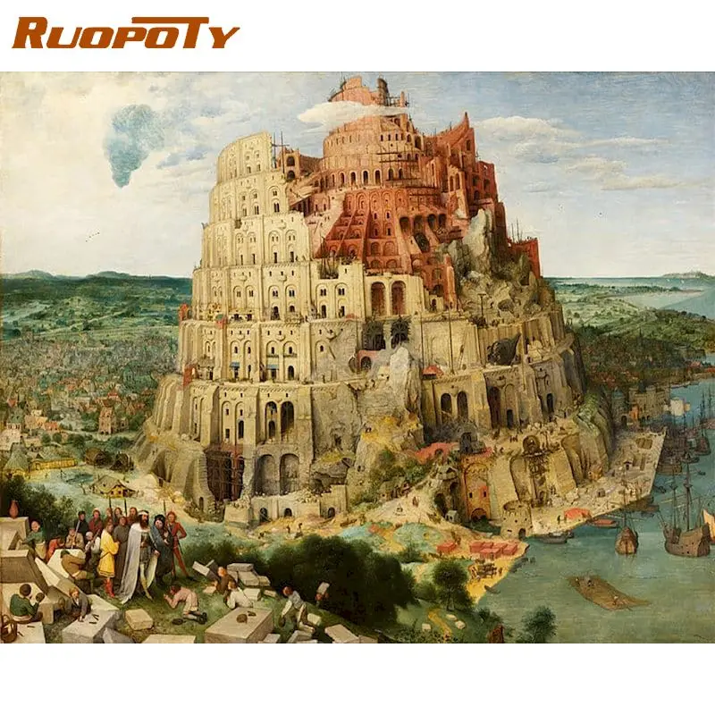 

RUOPOTY Framed Paint By Numbers Landscape On Canvas Pictures By Number DIY Minimalism Acrylic Home Decoration Gift