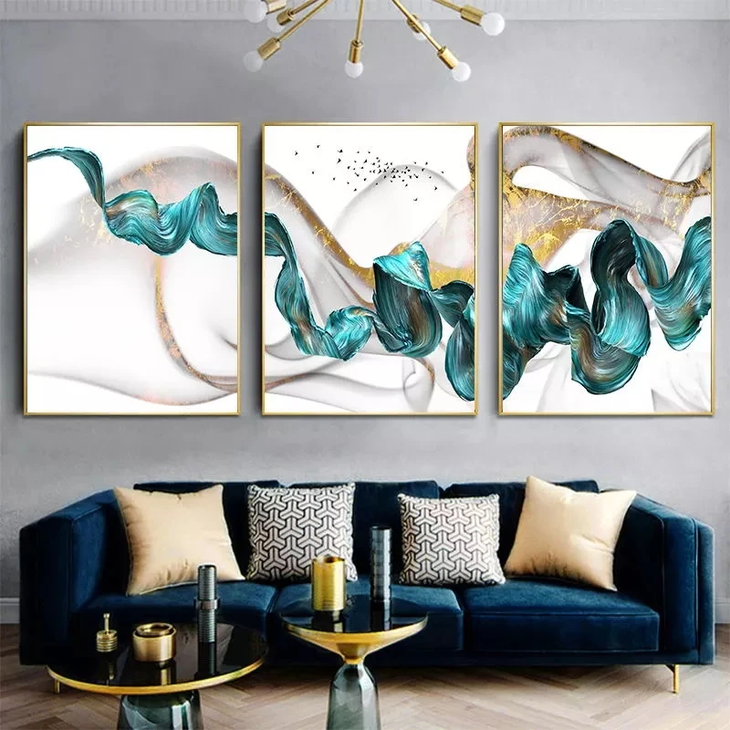 Green Drifting Flying Abstract Wall Art Pictures Canvas Paintings Poster Print Living Room Decoration | Дом и сад
