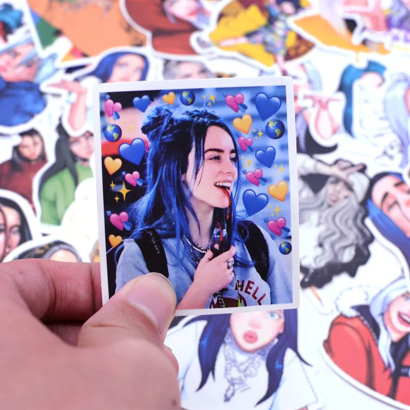 50 шт. Billie Eilish стикер s пакет водонепроницаемый для на чемодан DIY ноутбук гитара скейтборд прекрасный певец мультфильм стикер