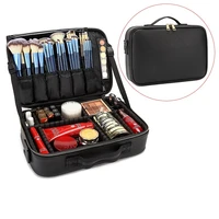 pu professional makeup bag portable cosmetic brush organize case storage box toiletries cosmetics organizer nail tool suitcase