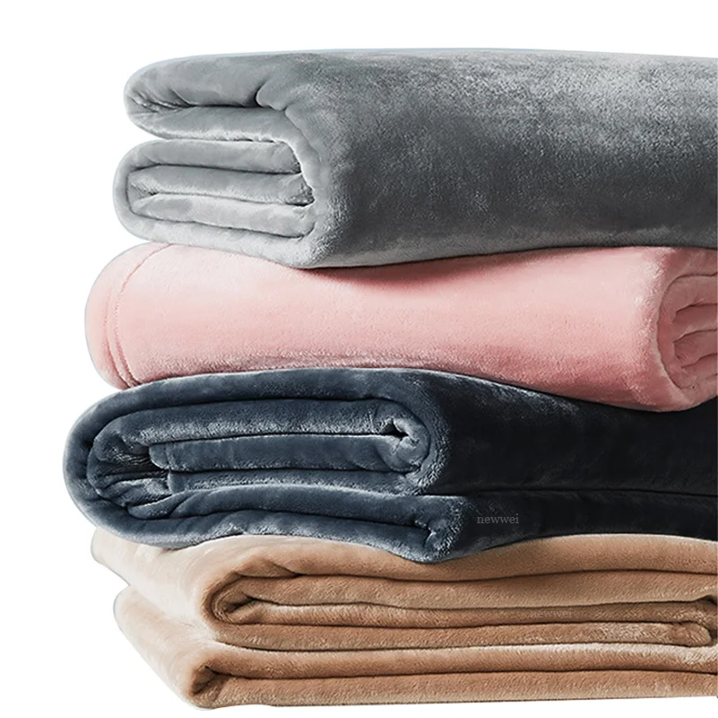 

Adult Coral Fleece Blanket For Bed Stitch Duvet Solid Color Blankets And Bedspreads Soft Quality Plead For Sofa Home Bed Cover