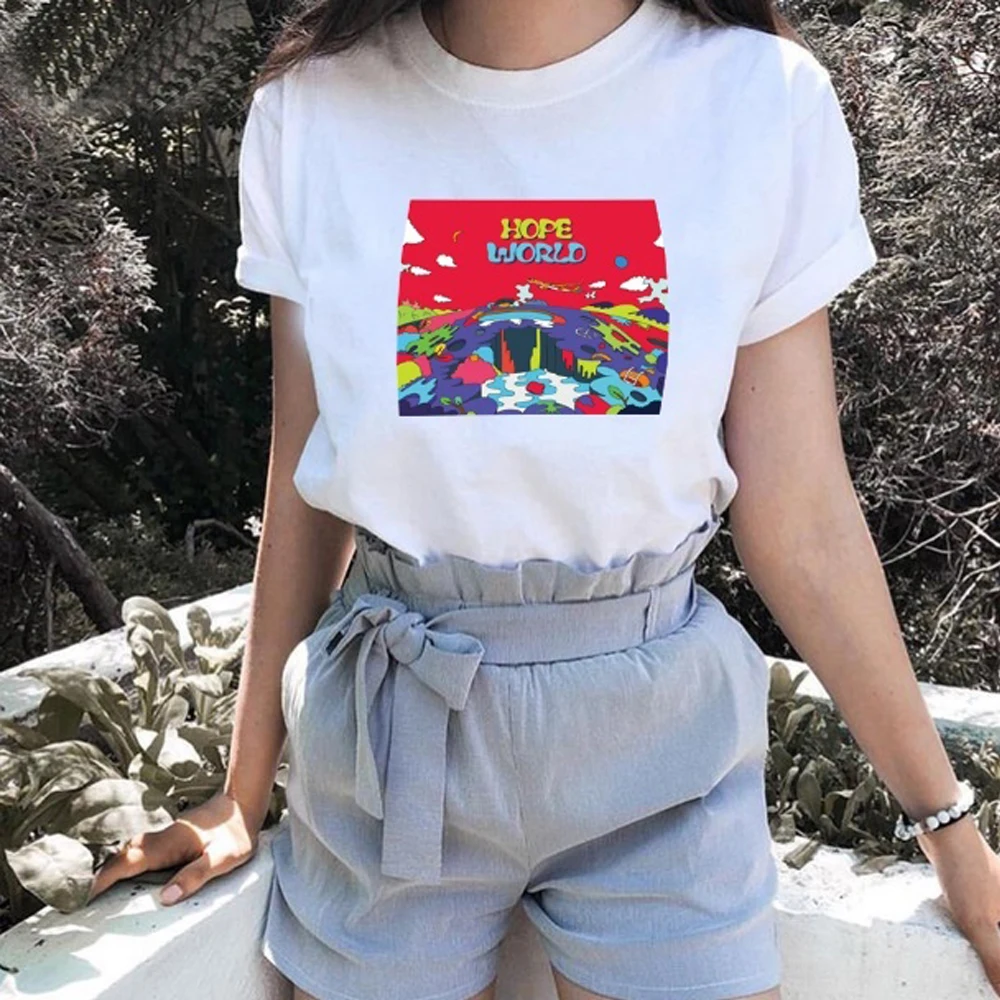 Модная женская футболка с надписью Hope World J Mixtape Hixtape Kpop классный Белый Топ