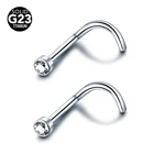 1 шт. ASTM F136 Титан ноздрей носа пирсинг с плоскими драгоценный камень винт носа серьги-гвоздики Нос Кольца пирсинг ювелирные изделия