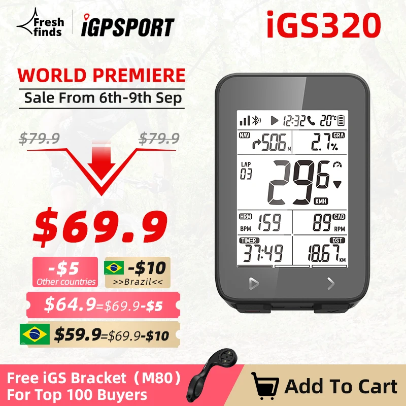 [Глобальная версия] I GPS порт IGS320 велосипедный компьютер IPX7 Blu5.0 ANT + 72HBattery Life