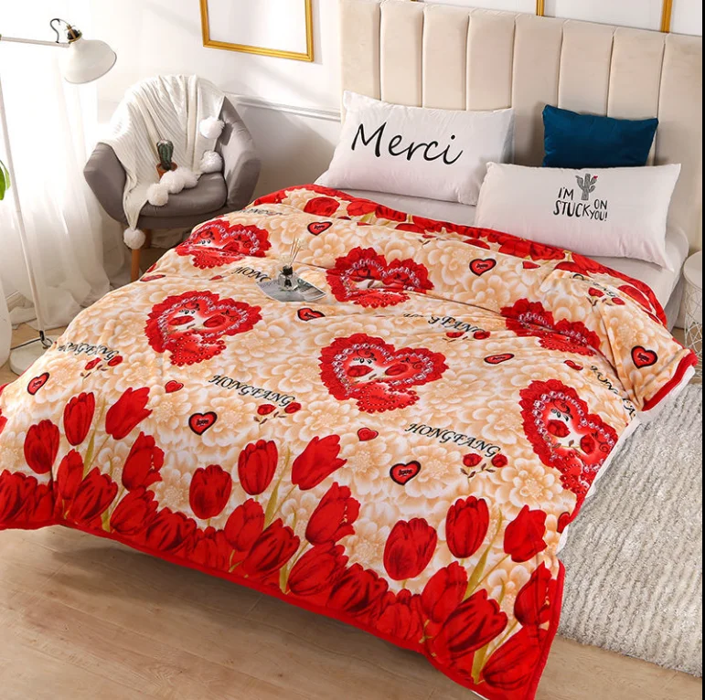 

Soft Blanket Skin-Friendly Flannel Blanket Single And Double Student Dormitory Bed 1.5m Peony Pattern Cute Children Adult Fast H