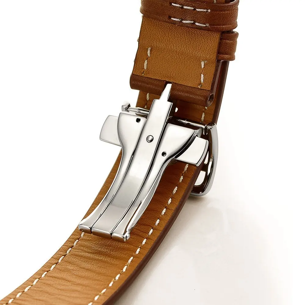 Ремешок из натуральной кожи для Apple Watch 44 мм Double Tour 42 мм 40 мм для iwatch Series 5 4 3 2 кожаный ремешок 38 мм женский браслет