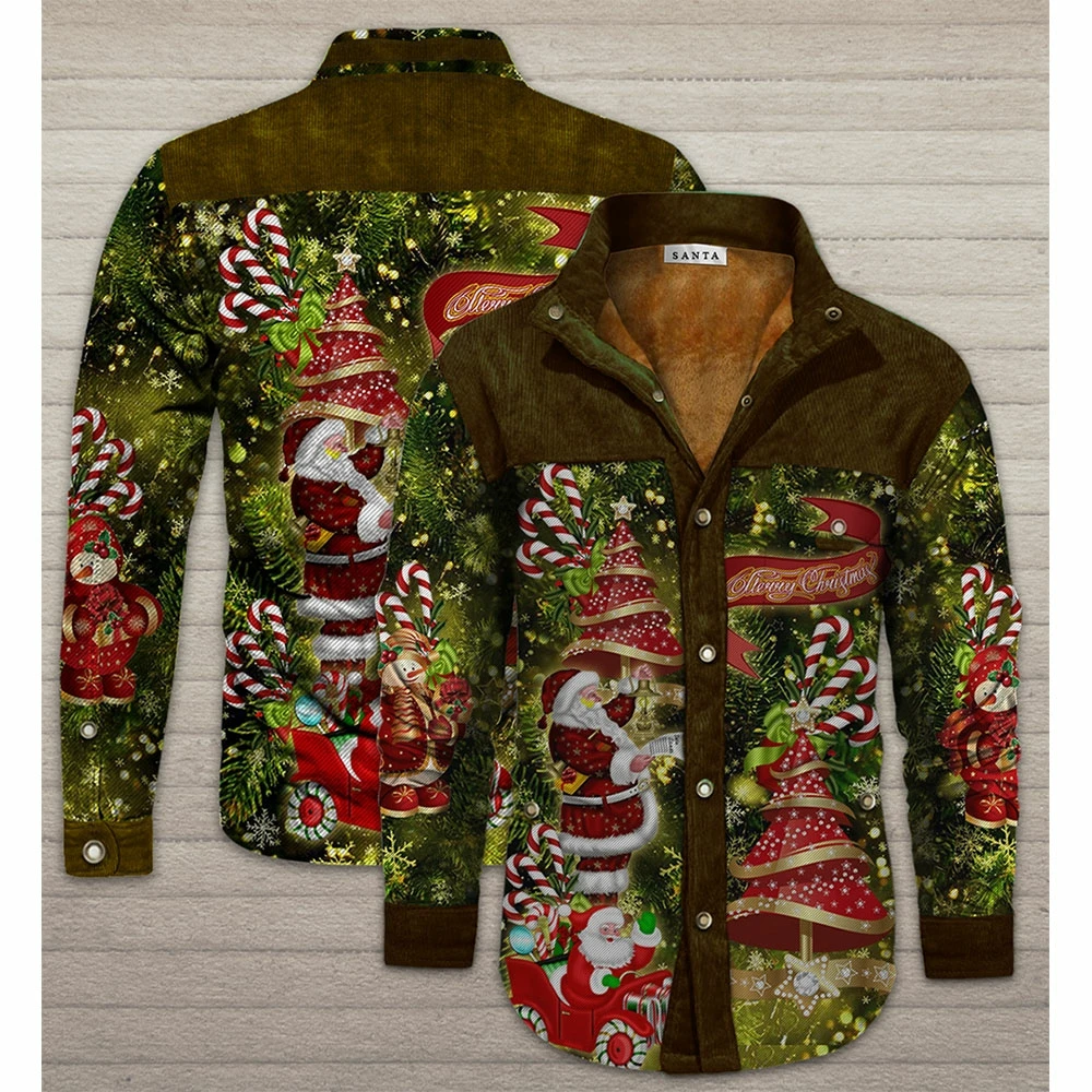 

Men's Casual 3D Full Body Printing DIY Personal Custom Design Pattern Logo Fashionable Santa Wool Jacket