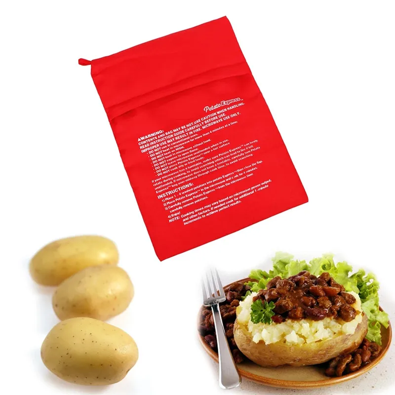Red Washable Potato Bag Potato Express Baking Tool Containable 4 Potatoes Microwave Easy To Cooking Tool Kitchen Accessories