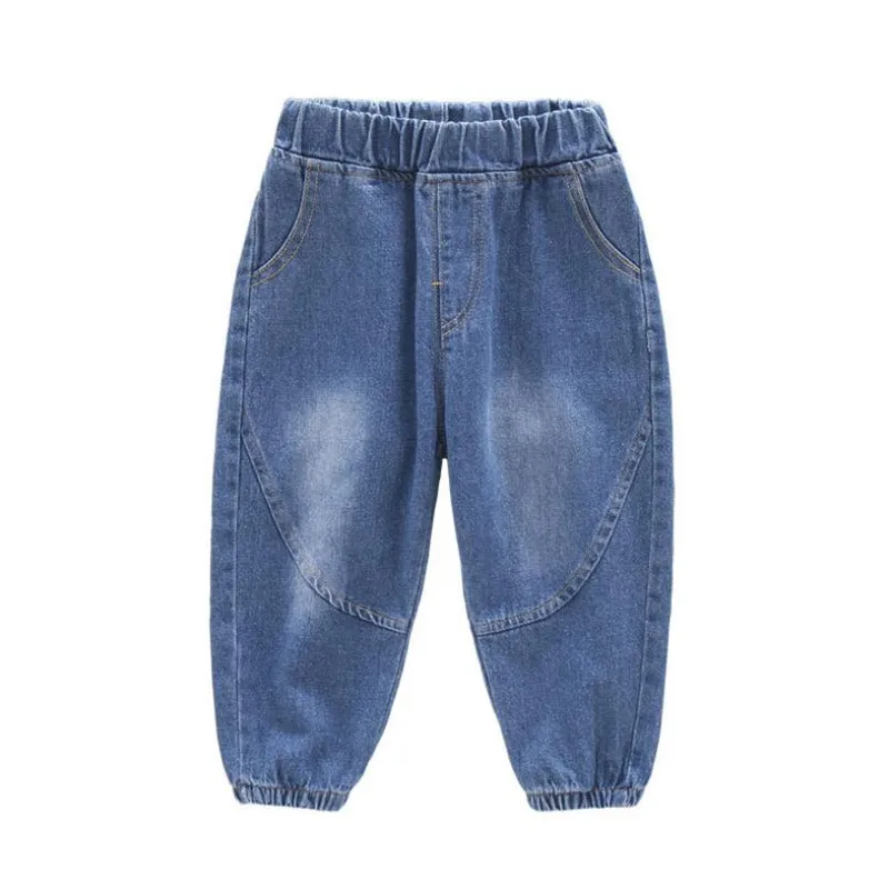 

2020 Spring Boys Long Loose Jeans Pants Casual Denim Blue Elastic Wide Leg Daddy Pants Elastic Waist Toddler Jeans For 2-7Yrs